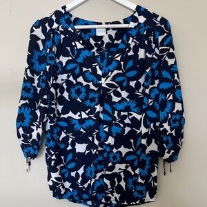 Soho Navy and Blue Floral Blouse